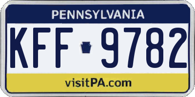 PA license plate KFF9782
