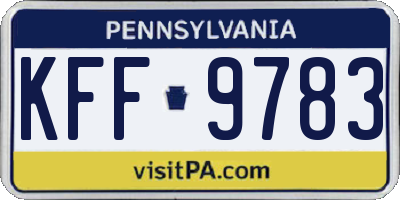 PA license plate KFF9783