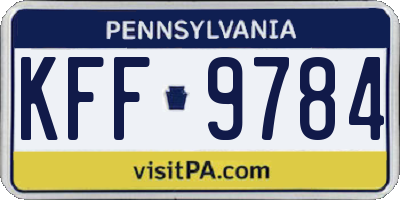 PA license plate KFF9784