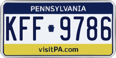 PA license plate KFF9786