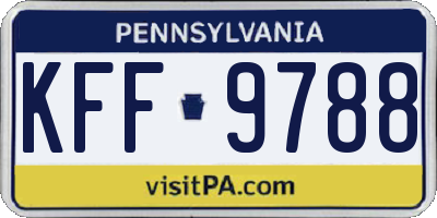 PA license plate KFF9788