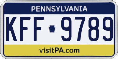 PA license plate KFF9789