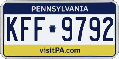 PA license plate KFF9792