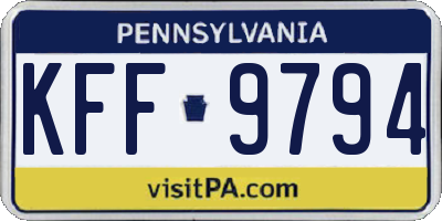PA license plate KFF9794