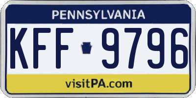 PA license plate KFF9796