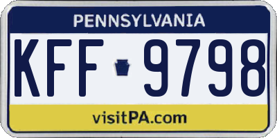 PA license plate KFF9798