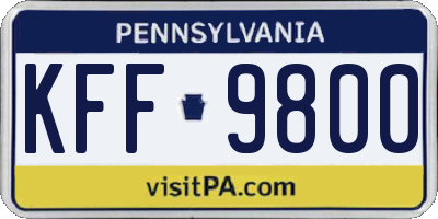 PA license plate KFF9800