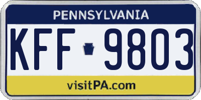 PA license plate KFF9803
