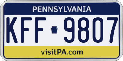 PA license plate KFF9807