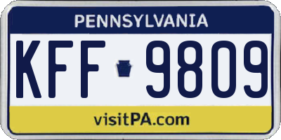 PA license plate KFF9809