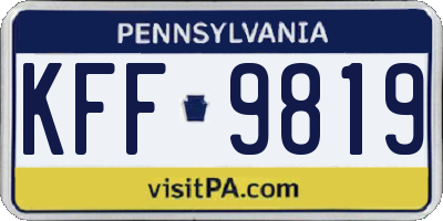 PA license plate KFF9819