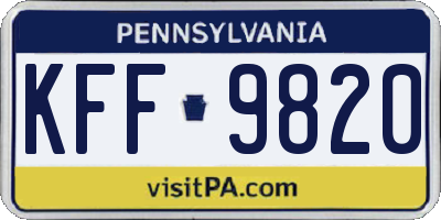 PA license plate KFF9820