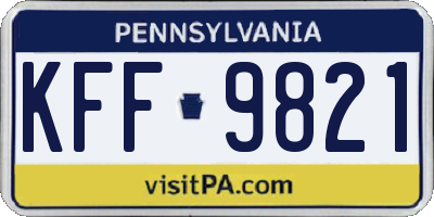 PA license plate KFF9821