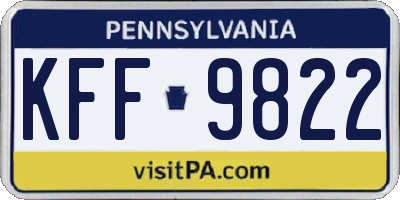 PA license plate KFF9822