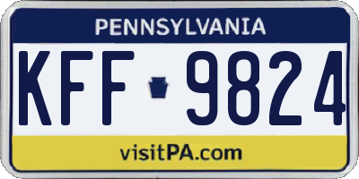 PA license plate KFF9824