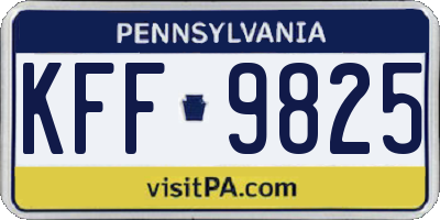 PA license plate KFF9825