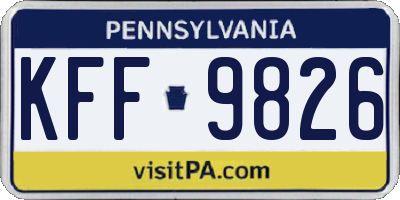 PA license plate KFF9826