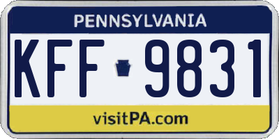 PA license plate KFF9831