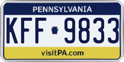 PA license plate KFF9833