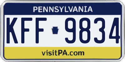 PA license plate KFF9834