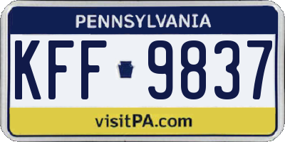 PA license plate KFF9837