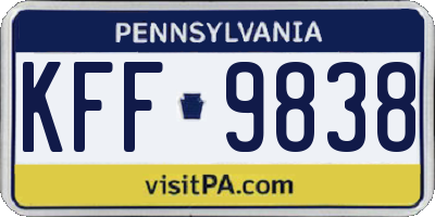 PA license plate KFF9838