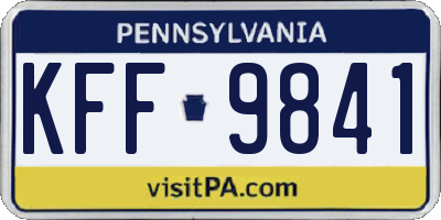 PA license plate KFF9841