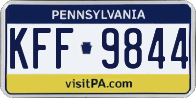 PA license plate KFF9844