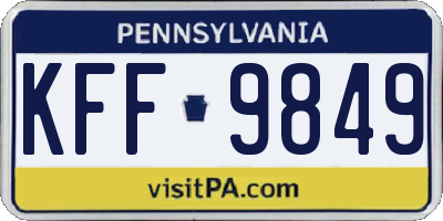 PA license plate KFF9849