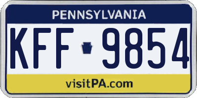 PA license plate KFF9854