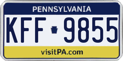 PA license plate KFF9855