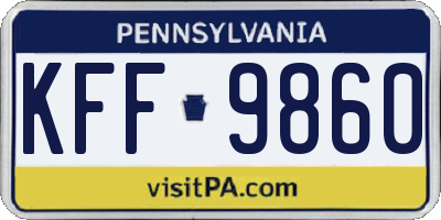 PA license plate KFF9860