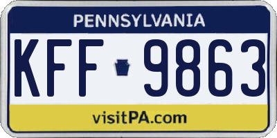 PA license plate KFF9863