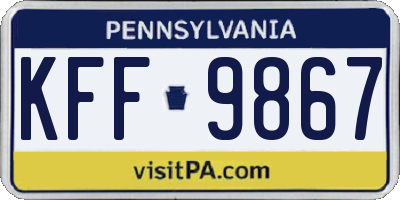 PA license plate KFF9867