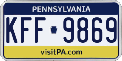 PA license plate KFF9869