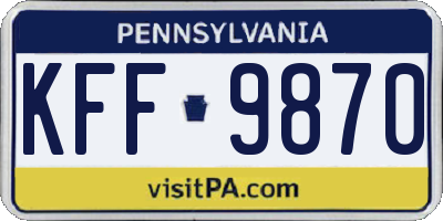 PA license plate KFF9870