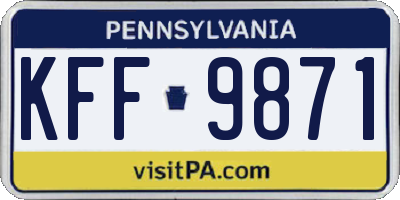 PA license plate KFF9871