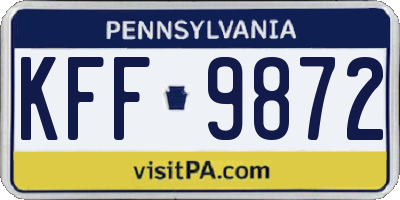 PA license plate KFF9872