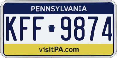 PA license plate KFF9874