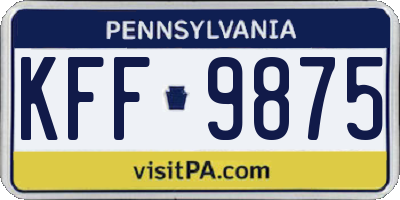 PA license plate KFF9875