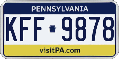 PA license plate KFF9878