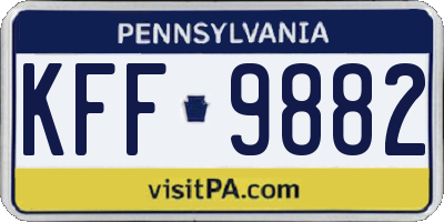 PA license plate KFF9882