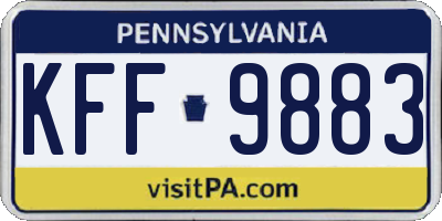 PA license plate KFF9883