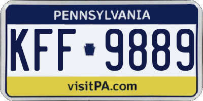 PA license plate KFF9889