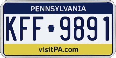 PA license plate KFF9891
