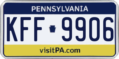PA license plate KFF9906