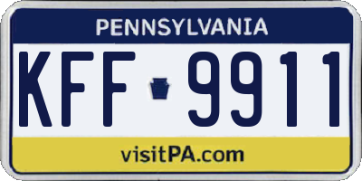 PA license plate KFF9911