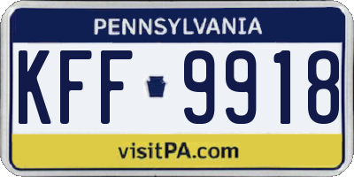 PA license plate KFF9918