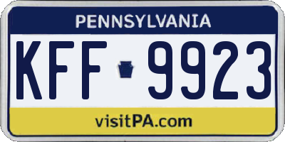PA license plate KFF9923