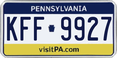 PA license plate KFF9927